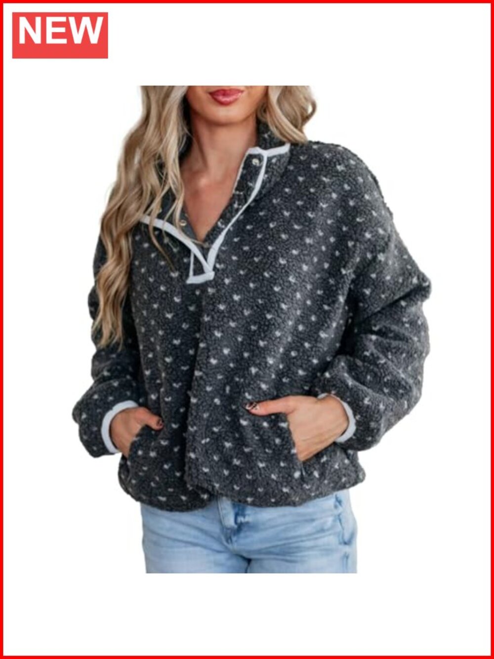 Women Sherpa Fleece Half Zip Sweatshirt Funnel Neck Pullover